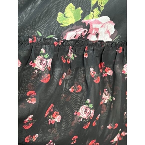 Chicos Dress 2X Black Floral Maxi Tropical Feminine Tiered Retro Whimsical 80s - Picture 11 of 16